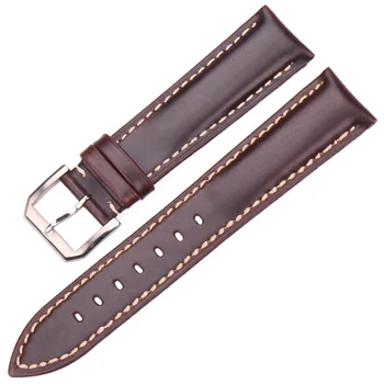 

Durable Genuine Leather Strap Watchbands 19mm - 24mm Black Dark Brown Vintage Wrist Women Watches Band With Buckle