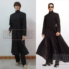 Длинное черное пальто Matrix Neo; костюм для косплея