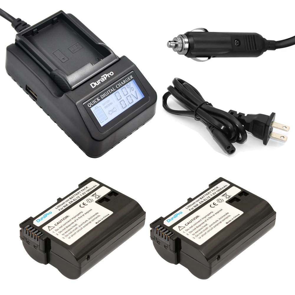 

2pc EN-EL15 ENEL15 ENEL15 Rachargeable Li-ion Battery + LCD Quick Charger For Nikon D600 D610 D600E D800 D800E D810 D7000 D7100