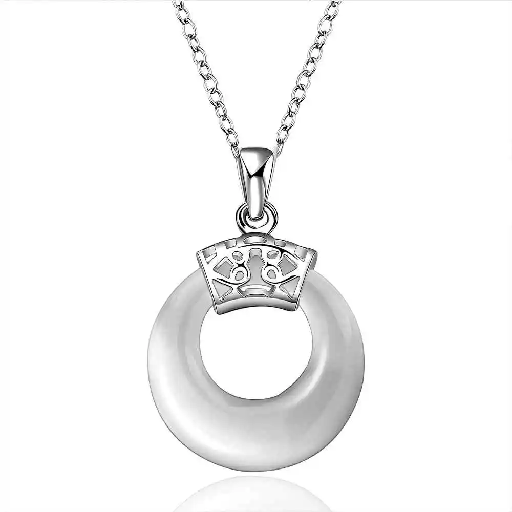 hot prodej velkoobchod módní šperky postříbřené náhrdelník kruh kolo kamenné přívěsek parfém ženy prohlášení náhrdelník 925