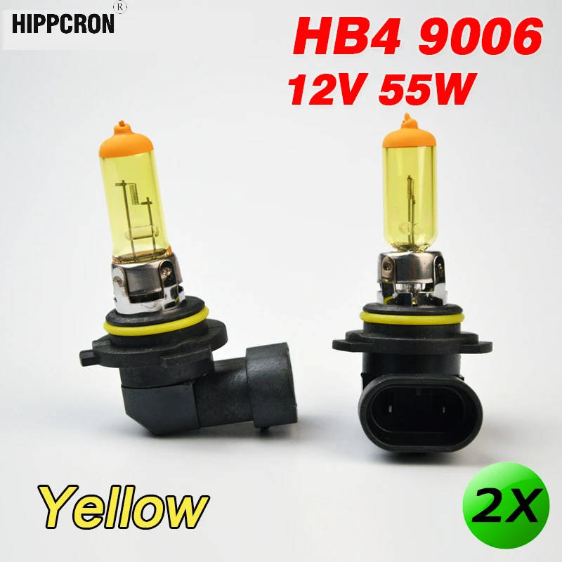 Hippcron 2 イエローガラス Hb4 9006 ハロゲンランプ 12v 55 ワット P22d 車ヘッドライト自動車電球 Automotive Bulb Hb4 v 55w Aliexpress