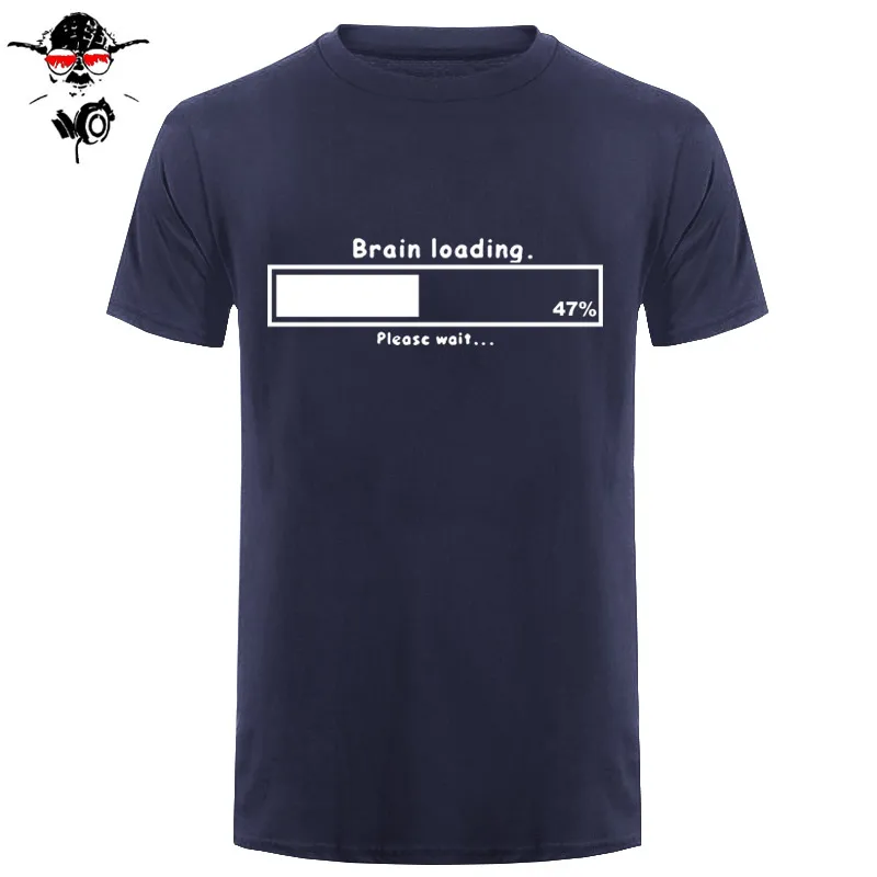 

Summer Brain Loading Gamer Computer Geek Funny Print T Shirt Men's Cotton T-Shirt Short Sleeve Tshirt Top Tees