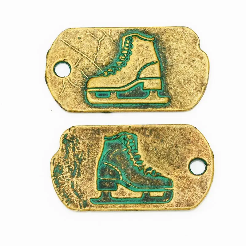 33 18mm Newest Skates Pattern Aerugo Alloy Charms font b Patine b font Pendants Antique Bronze