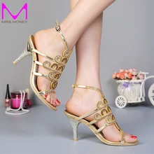 Summer Lady Sandals Stiletto Heel Rhinestone High Heels Fashion Sandals Crystal Wedding Shoes Homecoming Party Pumps Gold Purple