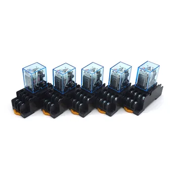 

5Pcs Relay MY4NJ DC 12 24V AC110 220V Small relay 5A 14PIN Coil DPDT With Socket Base