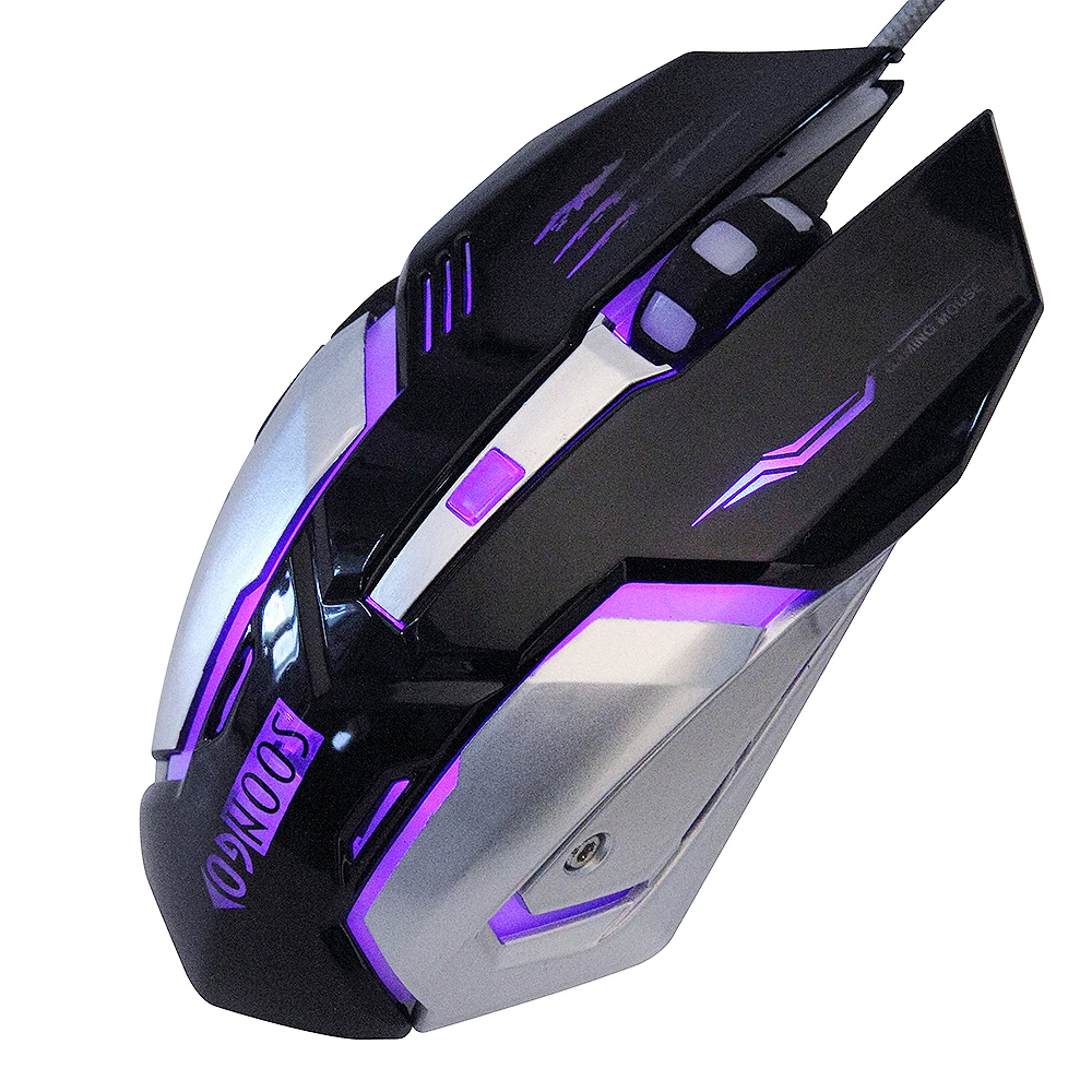  USB Optical Gaming Mouse 3200DPI Adjustable with 4 LED Breathing Light Pro Computer Mice for Laptop