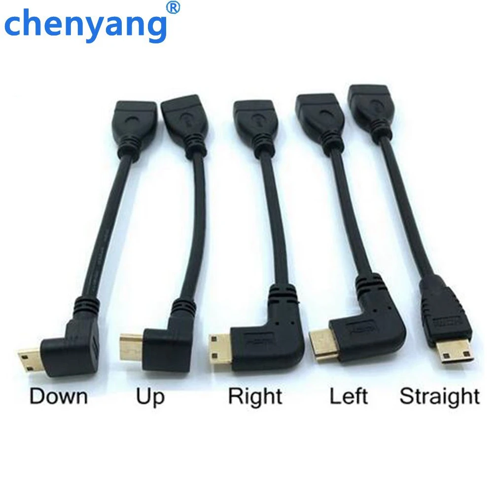 

Up Down Right Left Angled Mini HDMI to HDMI Male to Female Cable 10cm for Laptop PC HDTV Type C hdmi mini hdmi Angle adapter