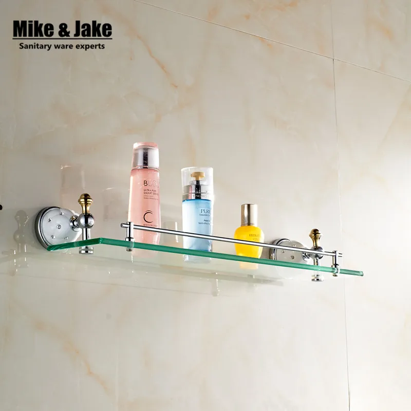Bathroom Accessories Solid Brass chrome Finish glass shelf With