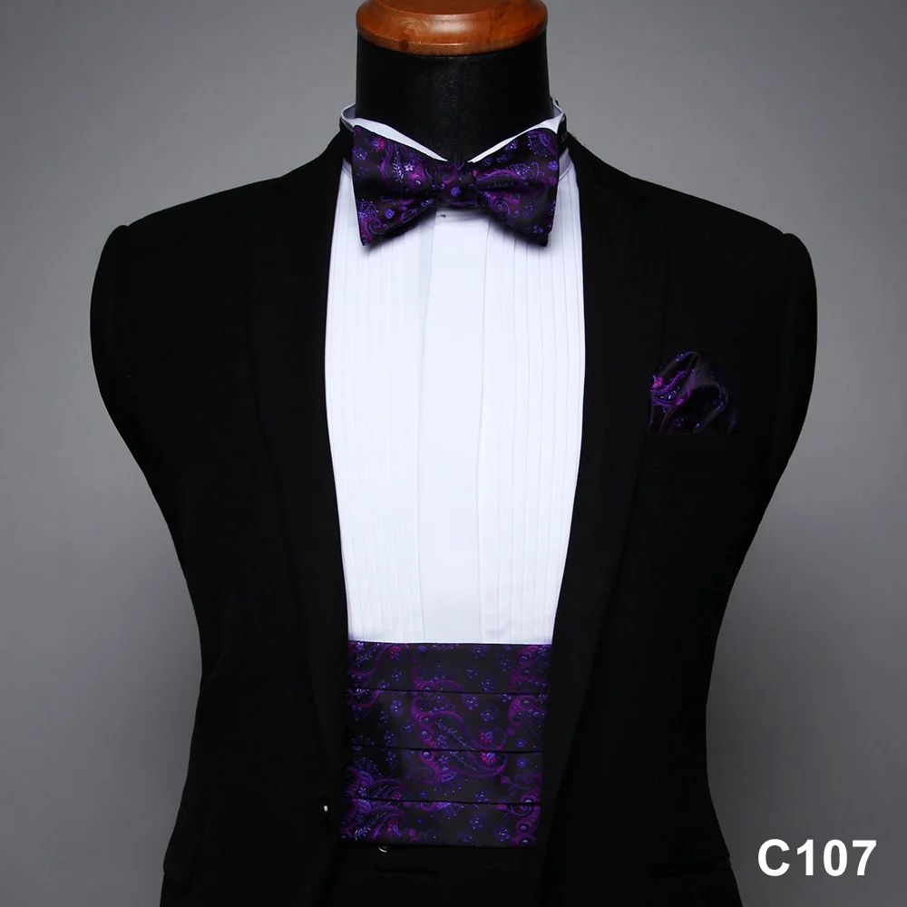 Мужской официальный пояс и карманные квадратные и различные цвета и узоры галстук-бабочка набор# C1 - Цвет: C107