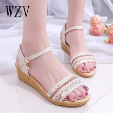 WZV Femmes Sandales 2017 Été Nouvelle Bout Ouvert Tête de Poisson De Mode plate-forme Haute Talons Sandales motif couleur correspondant Sud-Coréen