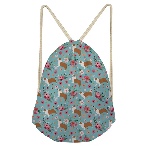 Сумка-мешок для детей для женщин, повседневный рюкзак Airedale Terrier, Цветочный рюкзак на шнурке, пляжный рюкзак для девочек - Цвет: Z2579Z3
