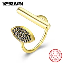 

Fashion Brand Geometric Opening Rings for Women 925 Sterling Silver Black Crystal Gold Adjustable Rings Geometry Model Jewelry