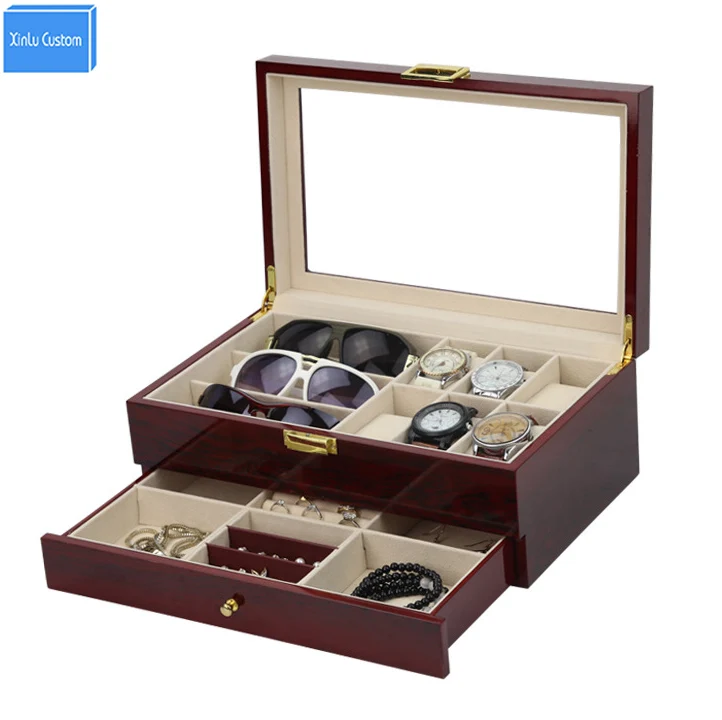 

Double Layer Luxury Storage Watch Box Slots Best Gift for Women Makeup Rose Wood Collect Box Vintage Case Family Storage Box