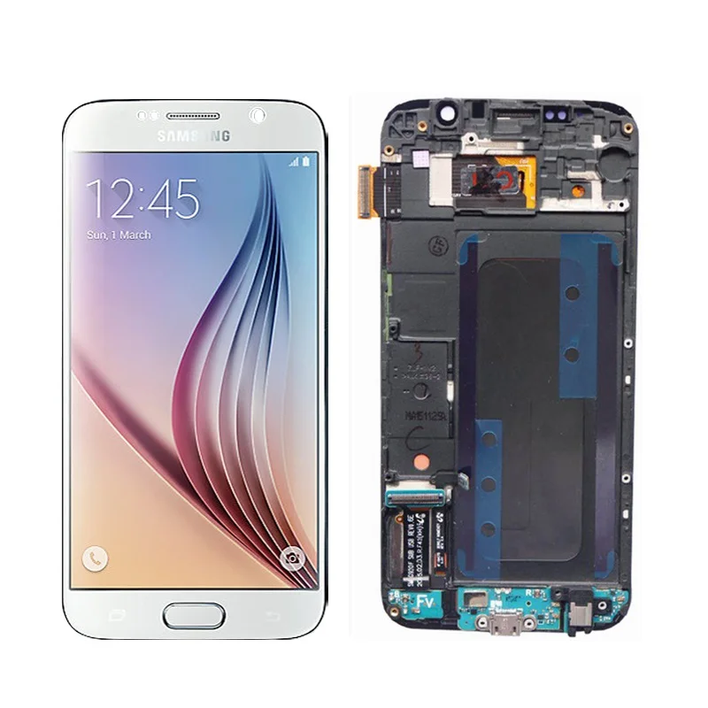 5,1 ''Супер AMOLED Замена для samsung Galaxy S6 G920 G920i G920F G920W8 ЖК-дисплей с сенсорным экраном дигитайзер - Цвет: White With Frame