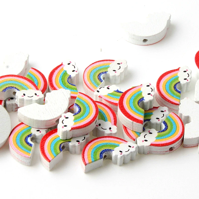 50pcs Rainbow White Clouds Wood Beads Spacer Beads Handmade DIY Craft Accessories Jewelry Making Scrapbooking Wedding Decoration 50pcs Rainbow White Clouds Wood Beads Spacer Beads Handmade DIY Craft Accessories Jewelry Making Scrapbooking Wedding Decoration