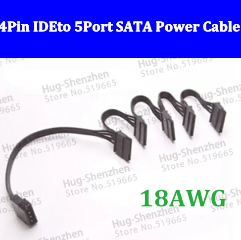 30 шт. 18awg 4PIN IDE Molex до 5 Порты и разъёмы 15pin SATA Мощность Шнур кабеля Ведущий для