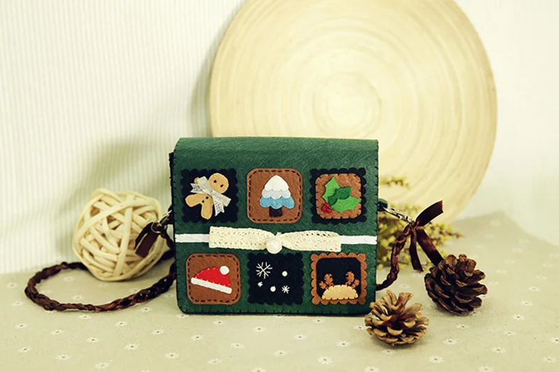 DIY детская Рождественская фетровая сумка diy упаковка прекрасная детская Праздничная зеленая сумка для конфет ручная работа шитье самостоятельно