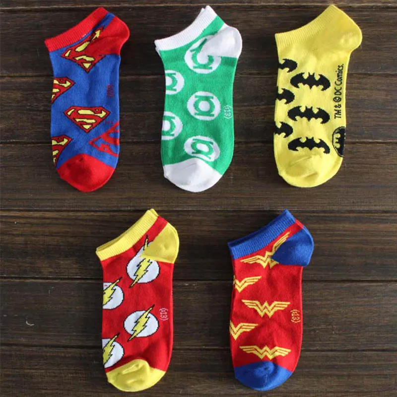 Мужские носки с героями мультфильмов; носки с героями комиксов Marvel; носки-башмачки с Суперменом, Бэтменом; нескользящие Повседневные носки