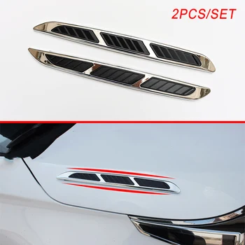 

2PCS Chrome Car Moulding Stickers Decal Decorate Auto Truck Body Door Side Edge Front Simulation Air Vent Styling Hood Bar Trim