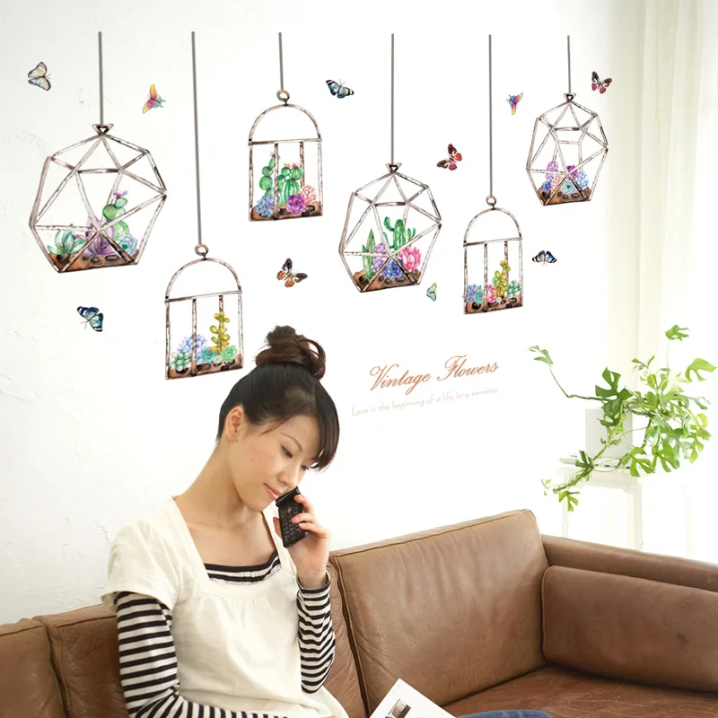 

Creative Flowers Dropping Butterfly Bedroom Living Room Removable Vinyl Window Wall Stickers Decoration Art Decals Mural dc18