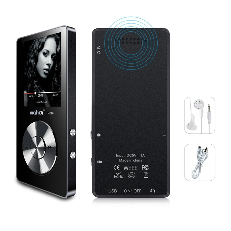 Black Металлический MP3 плеер без потерь HiFi MP3 музыкальный плеер с высококачественным звуком динамик электронная книга FM радио часы - Цвет: Black