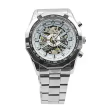  Men Hand-Winding Skeleton Automatic Mechanical Stainless Steel Sport Wrist Watch Military army clock