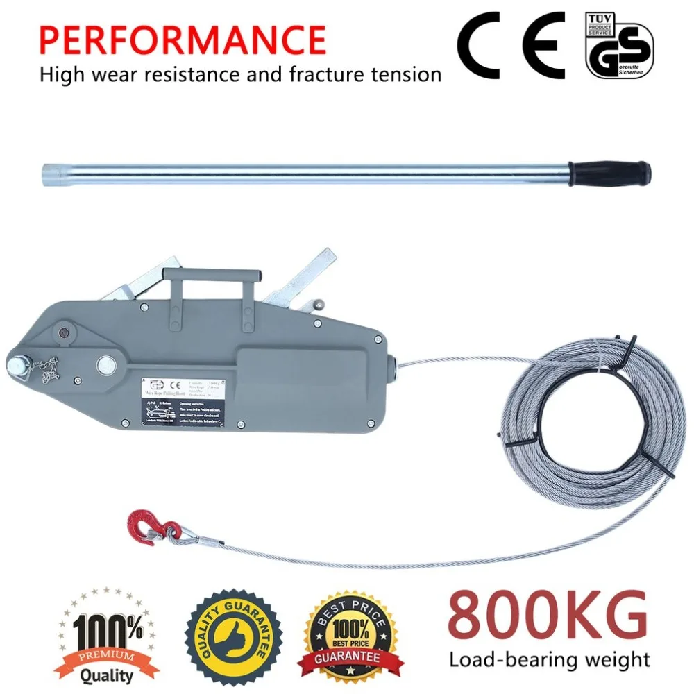 

800KG Manual Wire Rope Pulling Hoist for Heavy Duty Suspended Electric Platform 20M Hand Winch Block Steel Wire Rope