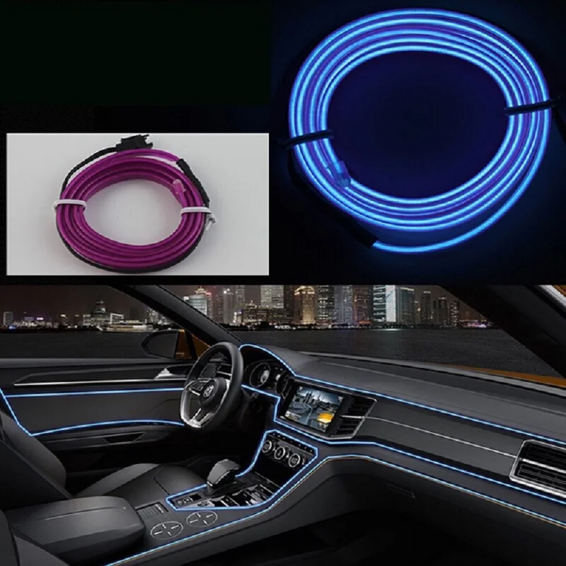 Decorative Atmosphere Lamps Car Interior Light strips flexible 5m with cigar lighterin