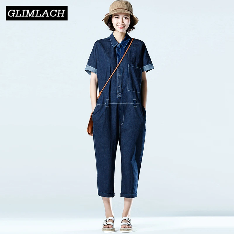 

2019 New Baggy Denim Jumpsuits Women Loose Casual One Piece Jeans Jumpsuits Ladies Oversize Wide Leg Denim Overalls Streetwear