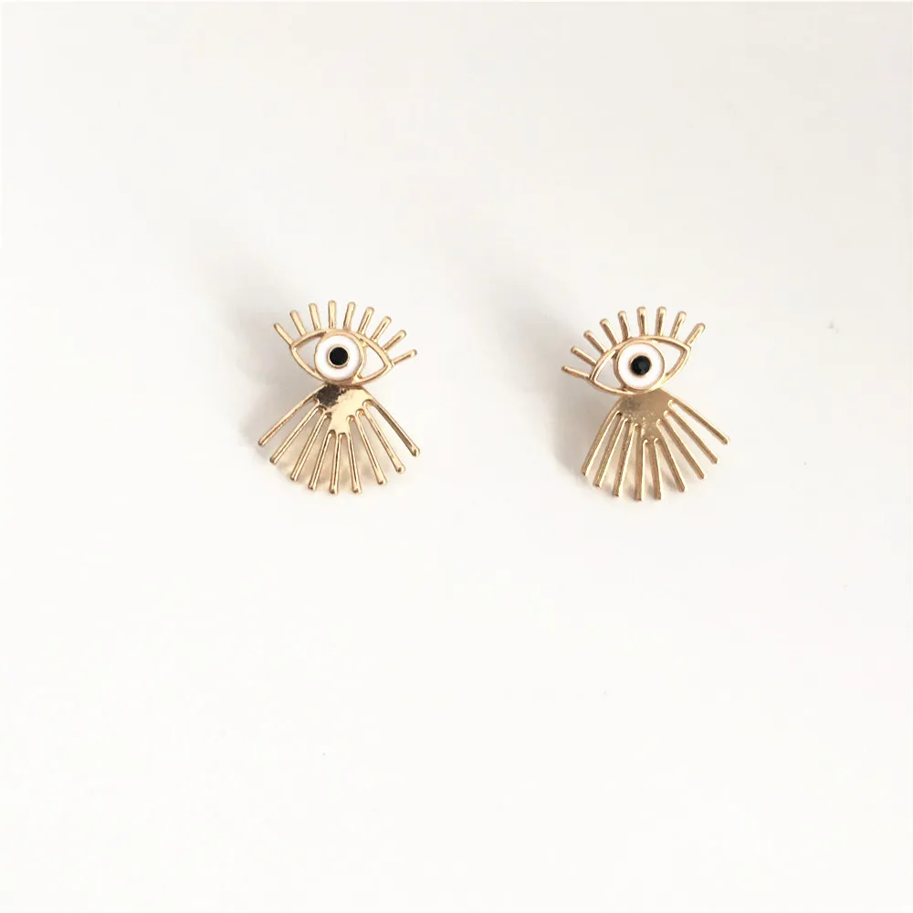 

TRENDY GOLD COLOR PLATING EYE WITH EYELASH 2 WAY WEARING STUD EARRINGS FOR WOMEN GIRL