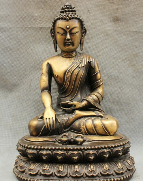 

wholesale factory 16" Tibet Pure Bronze Buddhism Vajra Shakyamuni Joss Sakyamuni Buddha Statue
