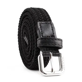 

OLOME Elastic Canvas Belts Woman Braided Knitted Belts for Women Jeans Thin Strap Black Female Belt Width 2cm