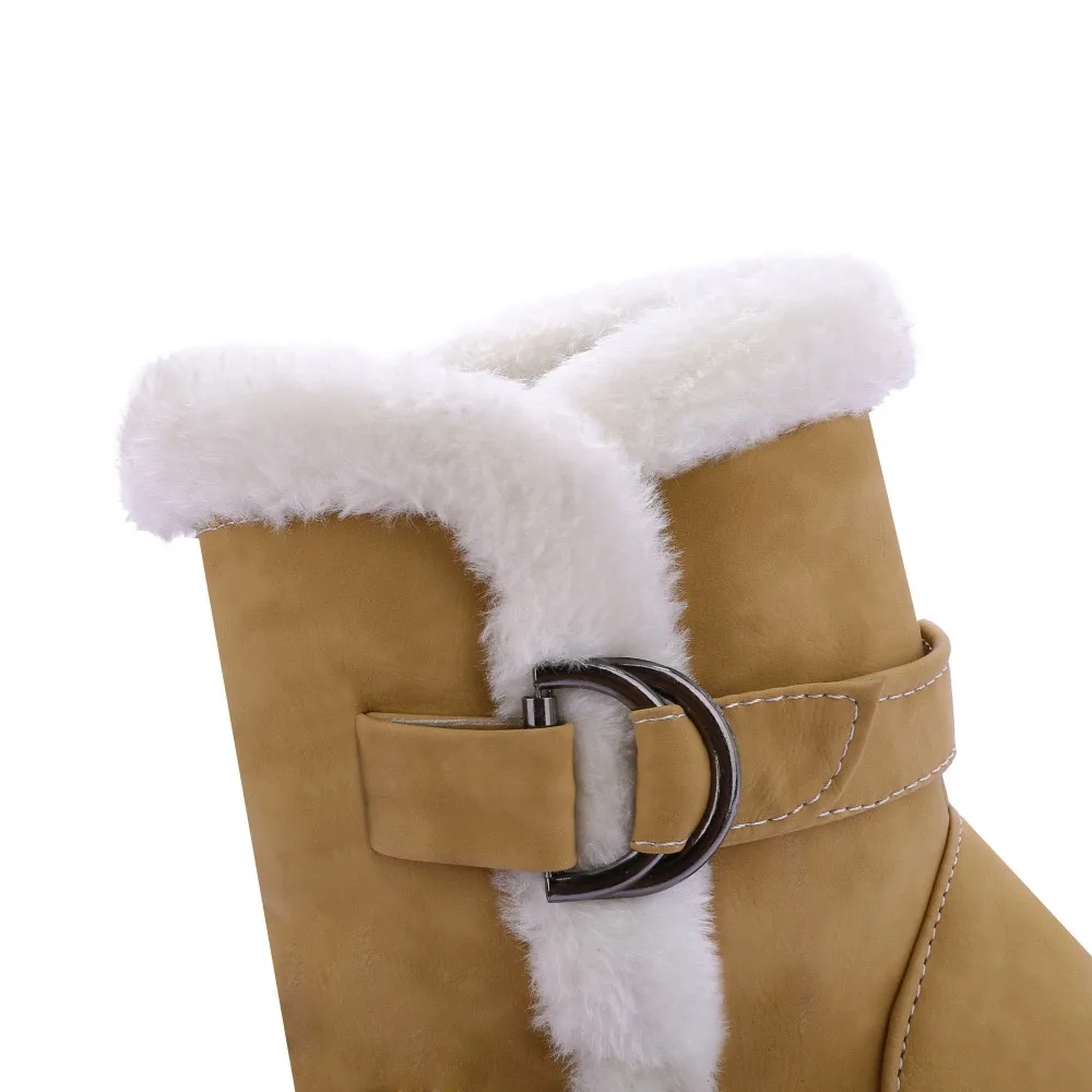 Модные зимние ботинки женские зимние Ботинки Зимняя обувь на плоской подошве теплые ботинки на меху Демисезонная женская обувь до середины икры, большие размеры 34-43