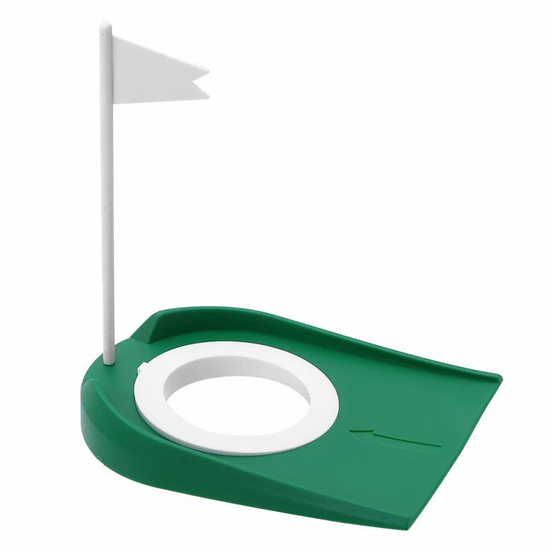 

Portable Golf hole Plastic Lightweight With Mini Flag Green White Removable Green white Putting Practice Training