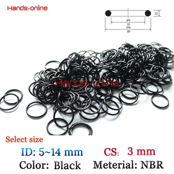 

10x ID 5 6 7 8 9 10 11 12 13 14mm x CS 3mm Oil Resistant NBR Nitrile Butadiene Rubber CS 3 mm O-Ring Sealing Ring