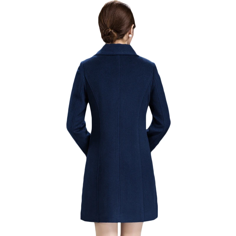 Women's Loose Plus Size Clothing Autumn Winter Fashion Turn Down Collar Double-breasted Slim Wool Trench Coat Jacket XH598