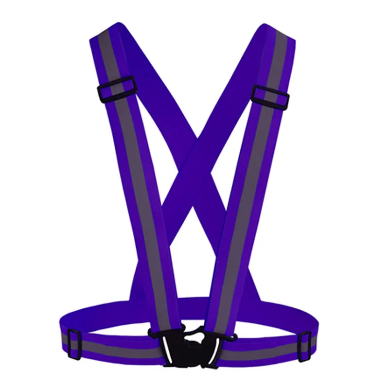 Высокая видимость открытый комбинезон безопасности жилет светоотражающий ремень подходит для бега Велоспорт Спортивная мужская одежда рабочая одежда - Цвет: purple