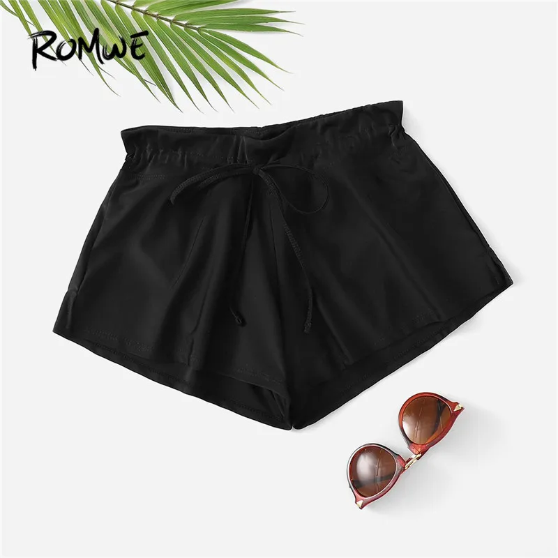 Romwe الرياضة الأسود الجانب الشق الرباط سروال سباحة قصير النساء تصفح شورتات للبحر زائد حجم 2019 الصيف عطلة ملابس سباحة Romwe الرياضة الأسود الجانب الشق الرباط سروال سباحة قصير النساء تصفح شورتات للبحر زائد حجم 2019 الصيف عطلة ملابس سباحة
