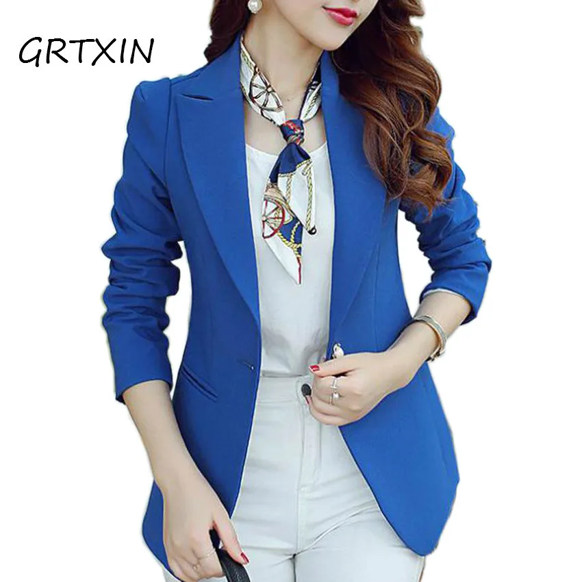 

Green Blue Black Women Blazers And Jackets 2018 New Spring Autumn Fashion Single Button Blazer Femenino Ladies Blazer Female