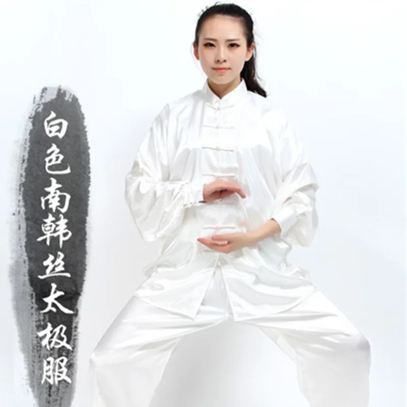 Najtaniej Z długim rękawem tradycyjny południowokoreański materiał Rayon garnitur chiński kung fu Tai Chi jednolita wiosna jesienna koszula spodnie dla kobiet mężczyzn