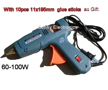 

60-100W 110V-220V Hot Melt Glue Gun With 10pcs 11x195mm Glue Stick As Gift