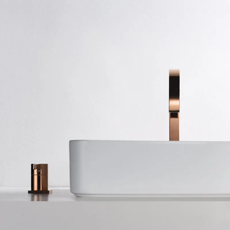 Billig Becken wasserhahn Bad super lange rohr zwei löcher Rose Gold Weit Verbreiteten badezimmer wasserhahn waschbecken tap 360 rotierenden verbreitet basin Tap