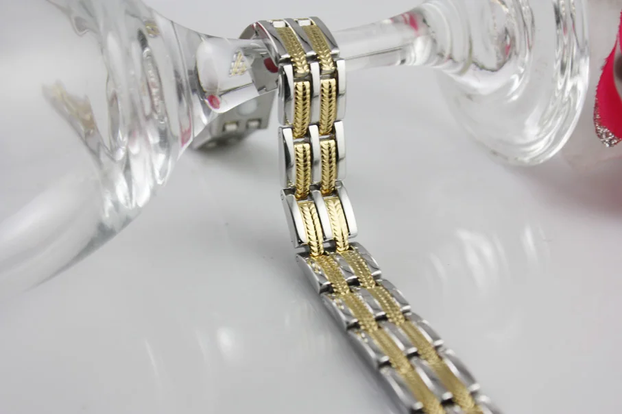 Горячая 5 шт/партия золотой цвет 316L магнитный браслет из нержавеющей стали Мужской модный дизайн с пихтой ювелирные изделия SS008B