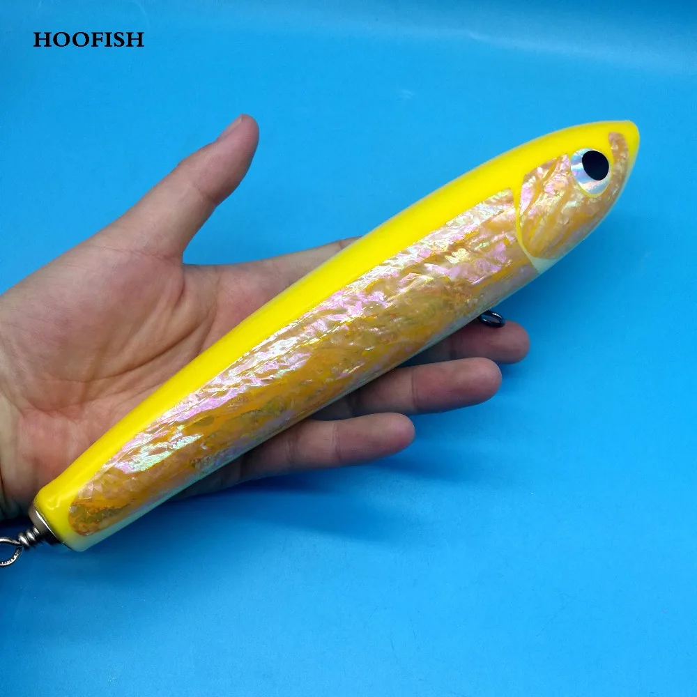 HOOFISH 1PCS Topwater Wooden Trolling Lures 120G/22CM Deep Sea Handmade