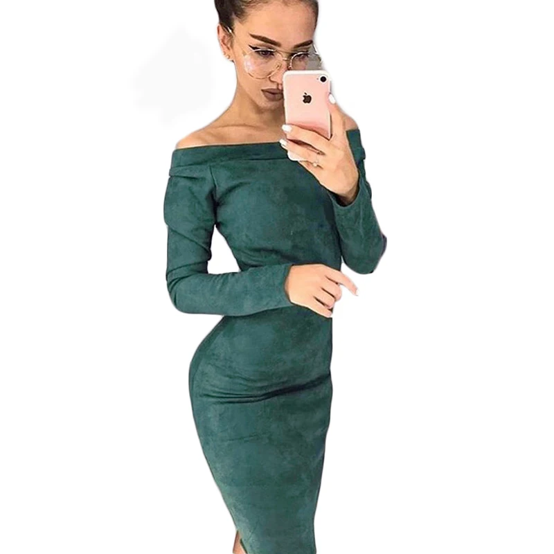 

2019 The Autumn Winter Dress Sexy Dresses For Women Bodycon New Year Party Long Sleeve Off Shoulder Female Clothers Ukraine Gift