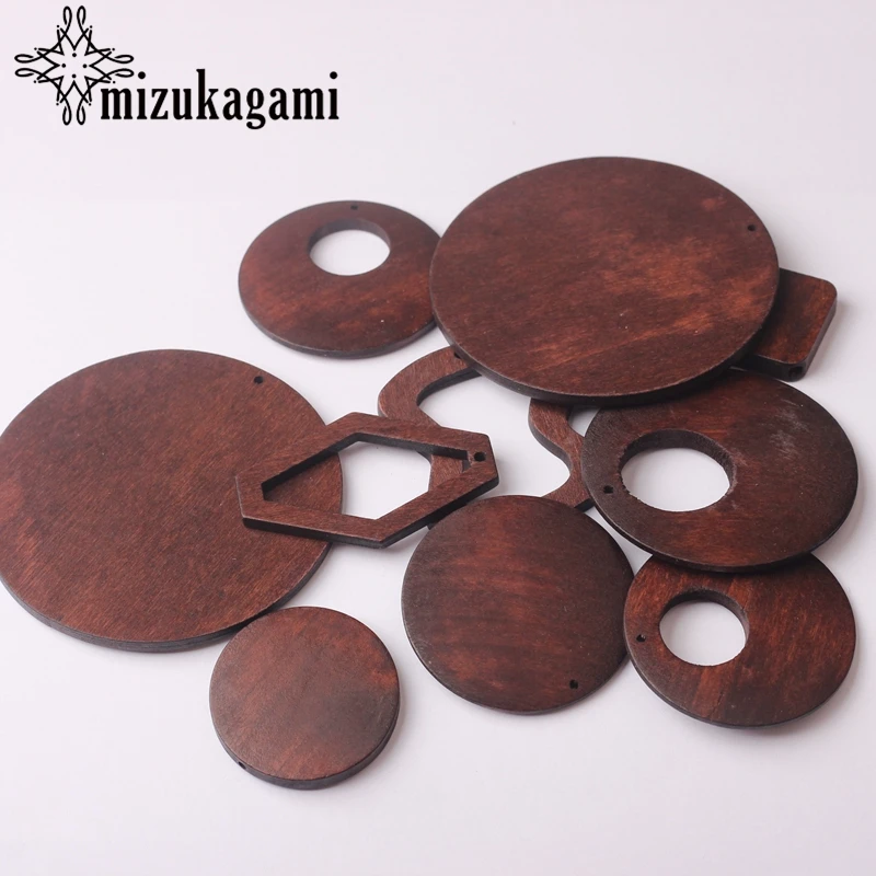 Retro Woodiness Drop Earrings Accessories Geometric Round Shape Charms Connector 6pcs/lot For DIY Earrings Making Accessories