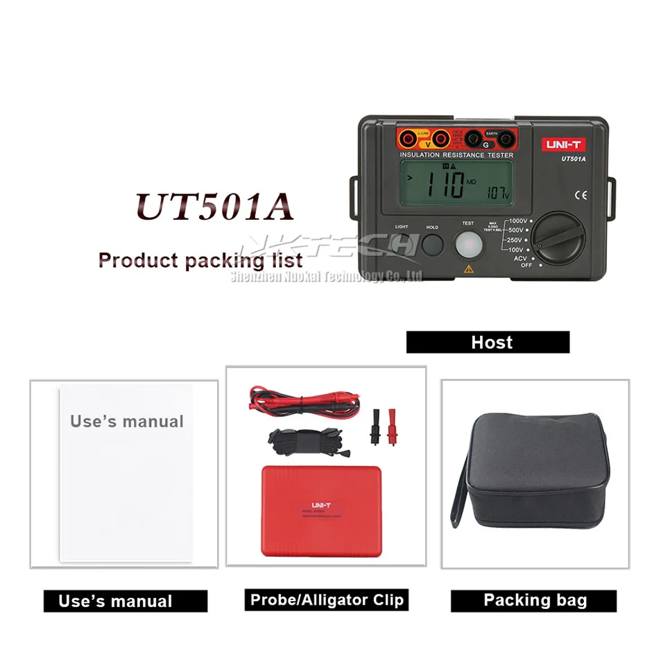 UNI T UT501A 1000 В Мегаомметр тестер сопротивления заземления изоляции 5gohm Megohmmeter