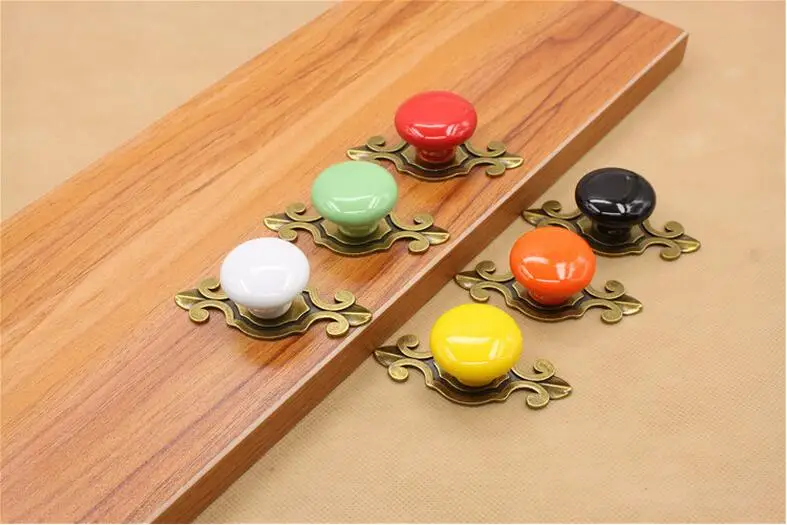 100pcs / lot Antique Bronze Candy Color Drawer Knobs Decorative Ceramic