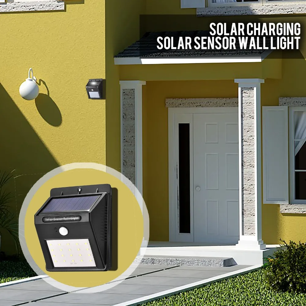 

Espow 20 LED Solar Light PIR Motion Sensor Solar Powered Wall Light Outdoor LED Fence Garden Light Pathway Wall Emergency Lamp