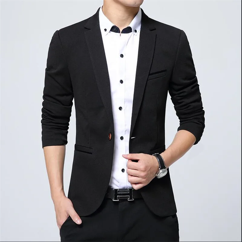 

HOWL LOFTY Mens Korean slim fit Casual cotton blazer Suit Jacket black blue beige plus size M to 5XL Male blazers Mens coatA111